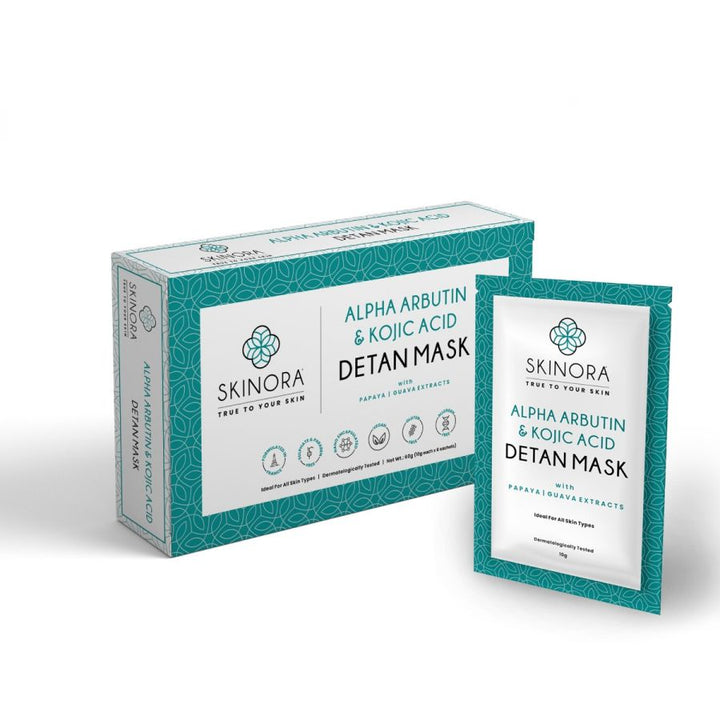 Skinora Alpha Arbutin and Kojic Acid Detan kit 10gm X 6 unit| With Fruit Extracts| For Tan Removal & Skin Brightening| For All Skin Types