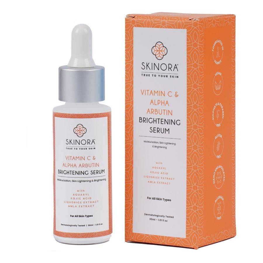 Skinora Vitamin C & Alpha Arbutin Brightening Serum| Moisturization and Skin Brightening| For All Skin Types