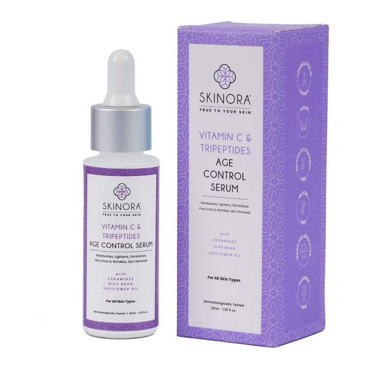 Skinora Vitamin C & Tripeptides Age Control Serum |Diminishes Fine Lines & Wrinkles| Promotes Skin Renewal| For All Skin Types