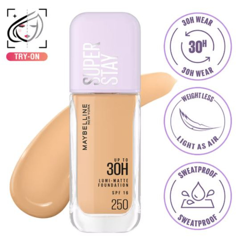 Maybelline New York Super Stay Lumi-Matte Liquid Foundation 30H Wear, Transfer Proof (35 ml)