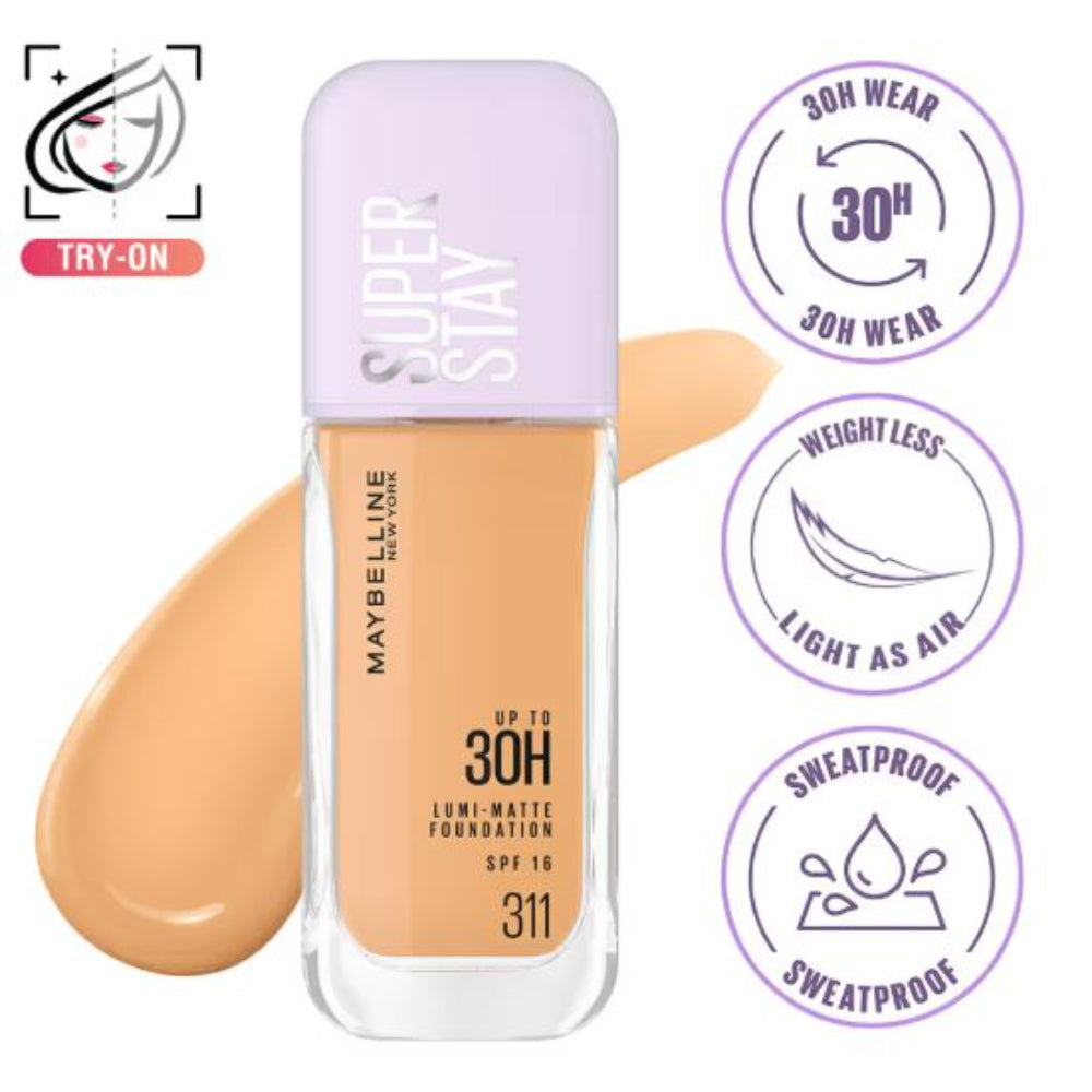 Maybelline New York Super Stay Lumi-Matte Liquid Foundation 30H Wear, Transfer Proof (35 ml)