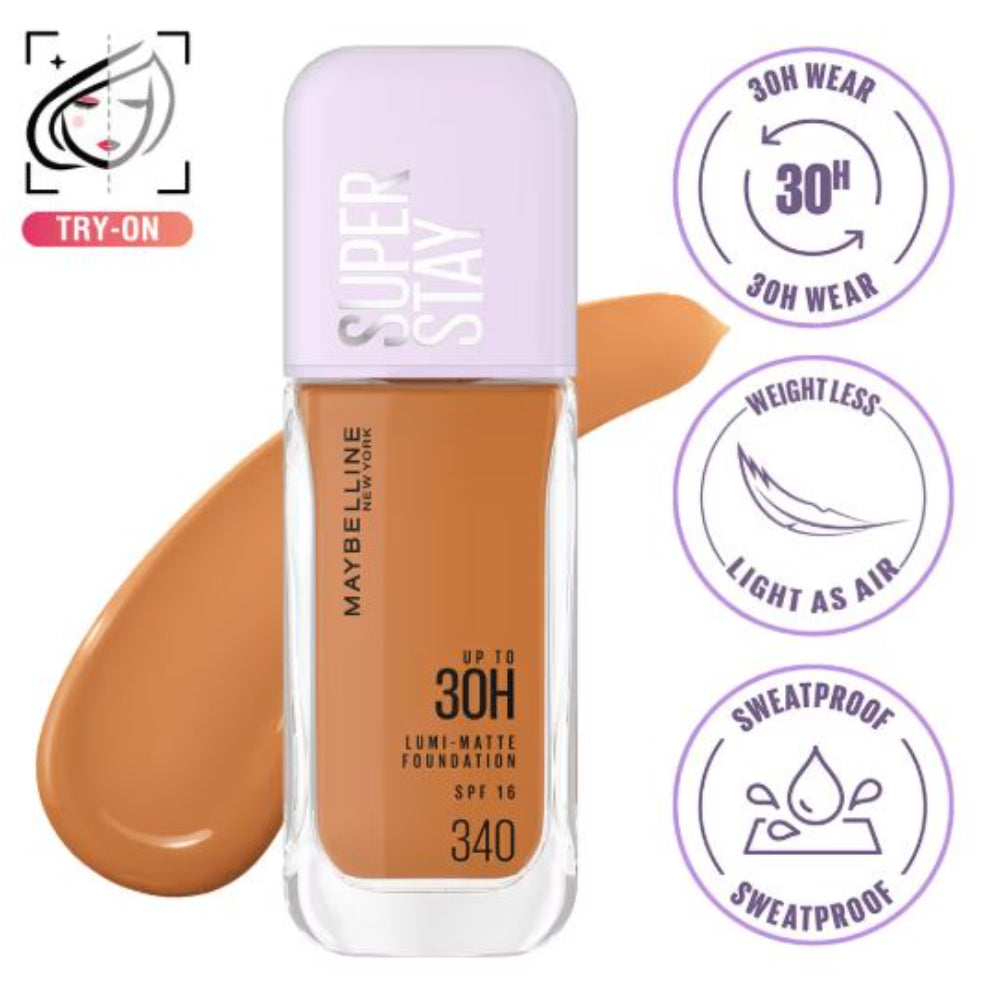 Maybelline New York Super Stay Lumi-Matte Liquid Foundation 30H Wear, Transfer Proof (35 ml)