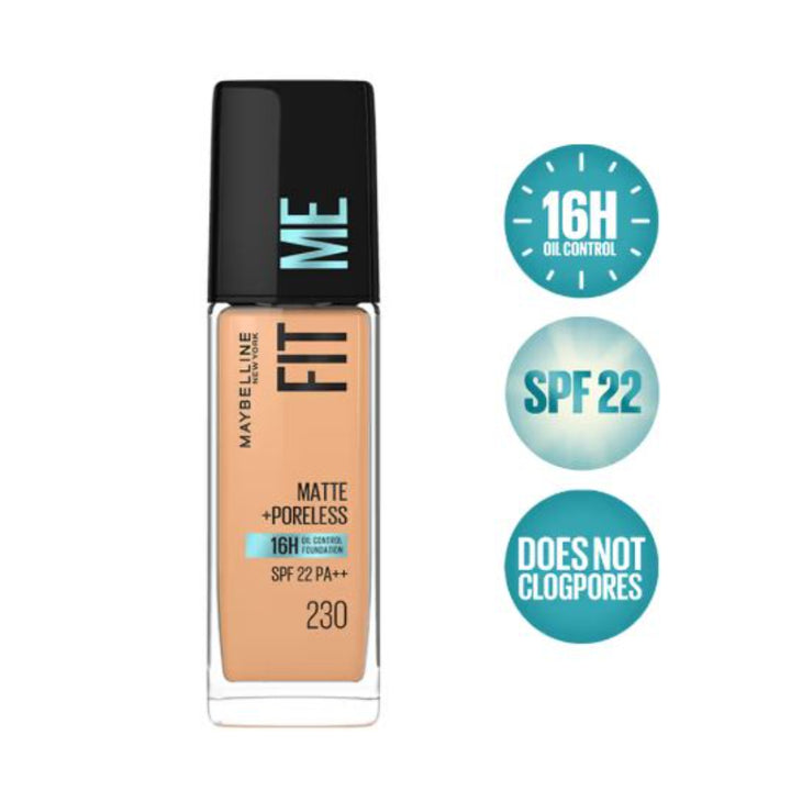 Maybelline New York Fit Me Matte+Poreless 16H Oil Control Foundation With SPF 22 PA++ (30ml)