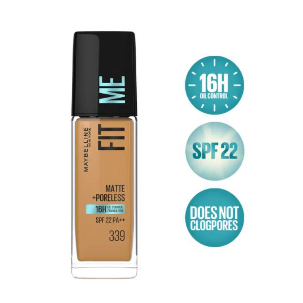 Maybelline New York Fit Me Matte+Poreless 16H Oil Control Foundation With SPF 22 PA++ (30ml)