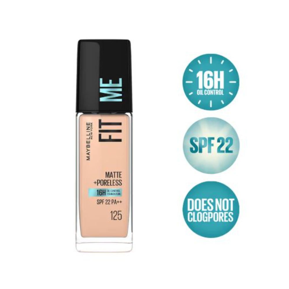 Maybelline New York Fit Me Matte+Poreless 16H Oil Control Foundation With SPF 22 PA++ (30ml)