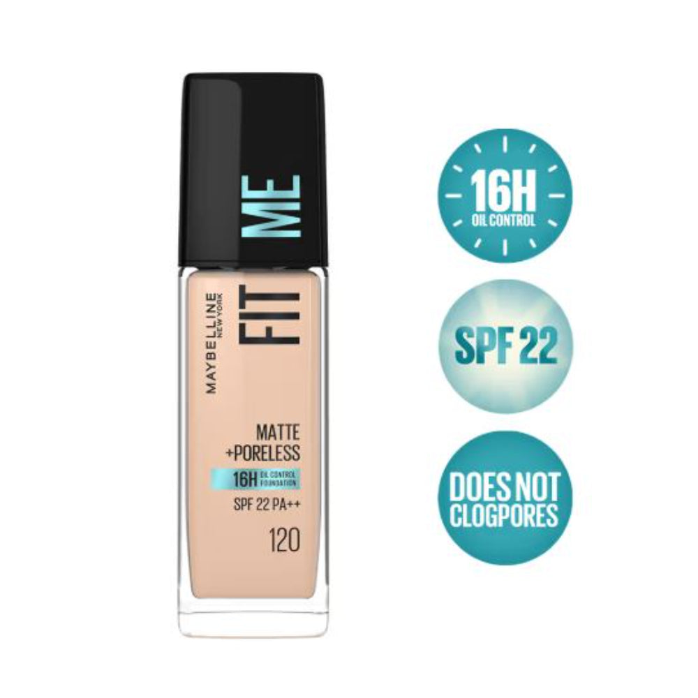 Maybelline New York Fit Me Matte+Poreless 16H Oil Control Foundation With SPF 22 PA++ (30ml)
