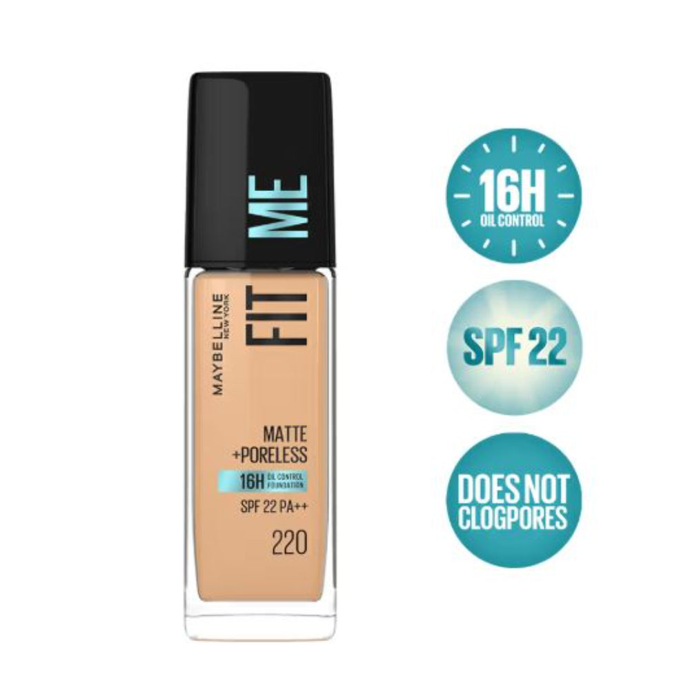 Maybelline New York Fit Me Matte+Poreless 16H Oil Control Foundation With SPF 22 PA++ (30ml)