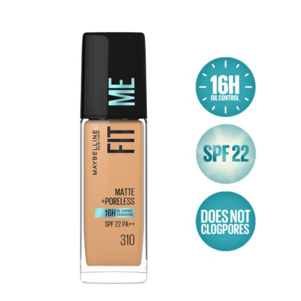 Maybelline New York Fit Me Matte+Poreless 16H Oil Control Foundation With SPF 22 PA++ (30ml)