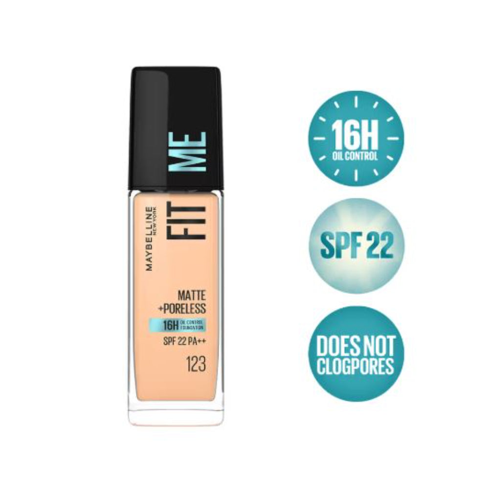 Maybelline New York Fit Me Matte+Poreless 16H Oil Control Foundation With SPF 22 PA++ (30ml)