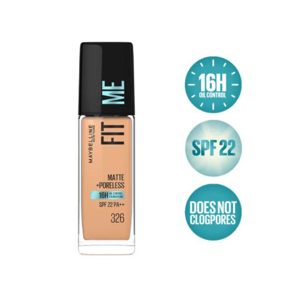 Maybelline New York Fit Me Matte+Poreless 16H Oil Control Foundation With SPF 22 PA++ (30ml)