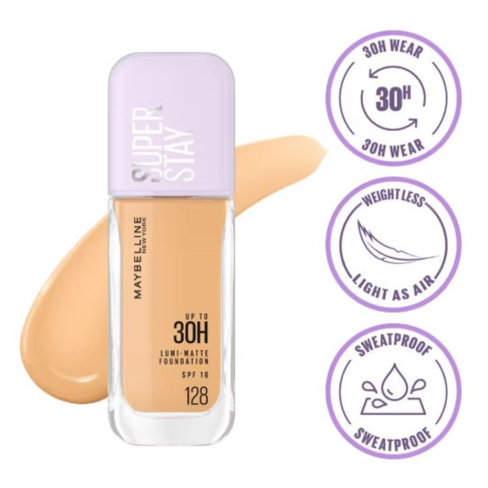 Maybelline New York Super Stay Lumi-Matte Liquid Foundation 30H Wear, Transfer Proof (35 ml)