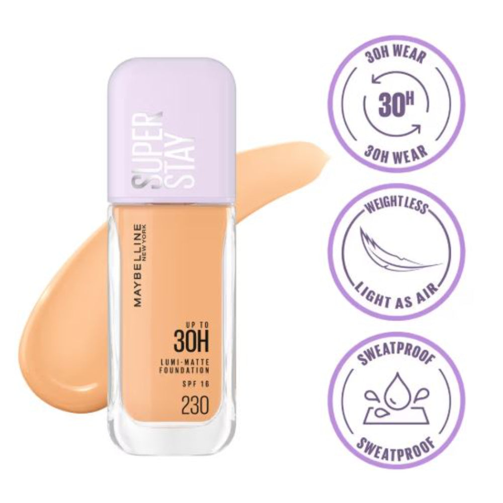 Maybelline New York Super Stay Lumi-Matte Liquid Foundation 30H Wear, Transfer Proof (35 ml)