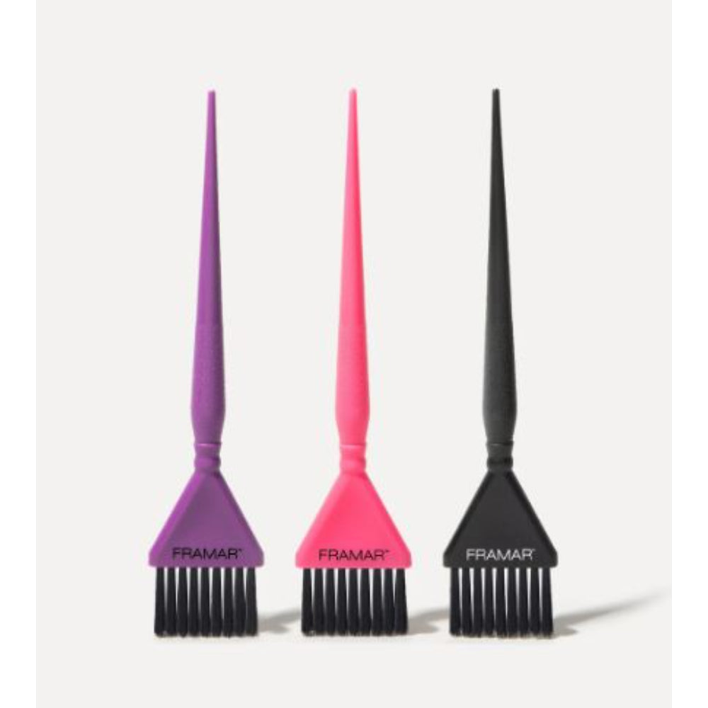 Framar - Triple Threat Set of 3 color brushes - black, pink, and purple