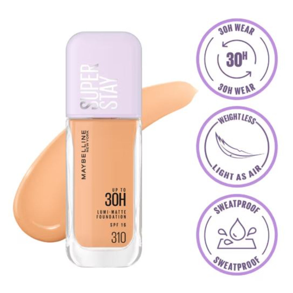 Maybelline New York Super Stay Lumi-Matte Liquid Foundation 30H Wear, Transfer Proof (35 ml)