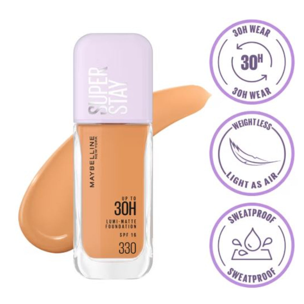 Maybelline New York Super Stay Lumi-Matte Liquid Foundation 30H Wear, Transfer Proof (35 ml)