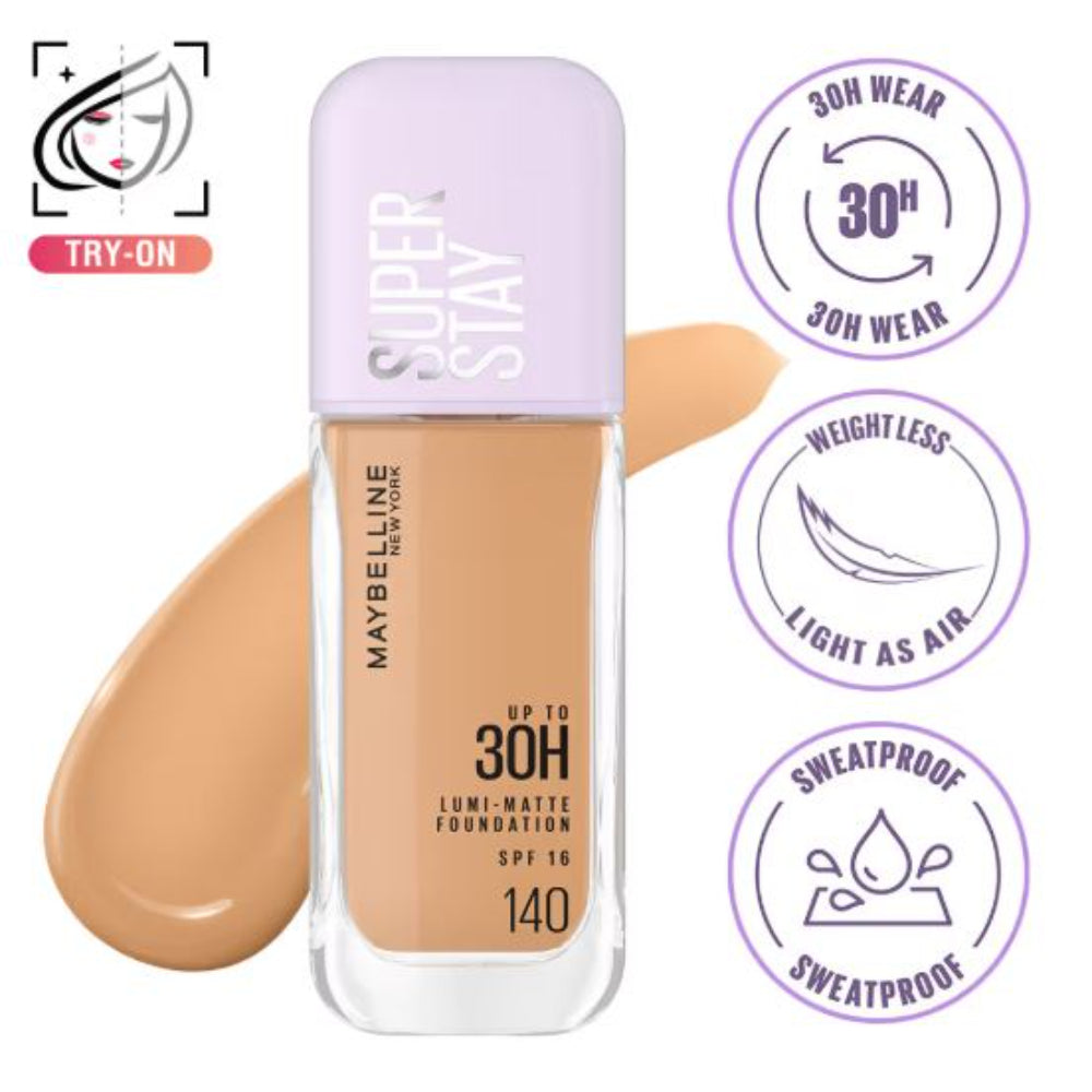 Maybelline New York Super Stay Lumi-Matte Liquid Foundation 30H Wear, Transfer Proof (35 ml)