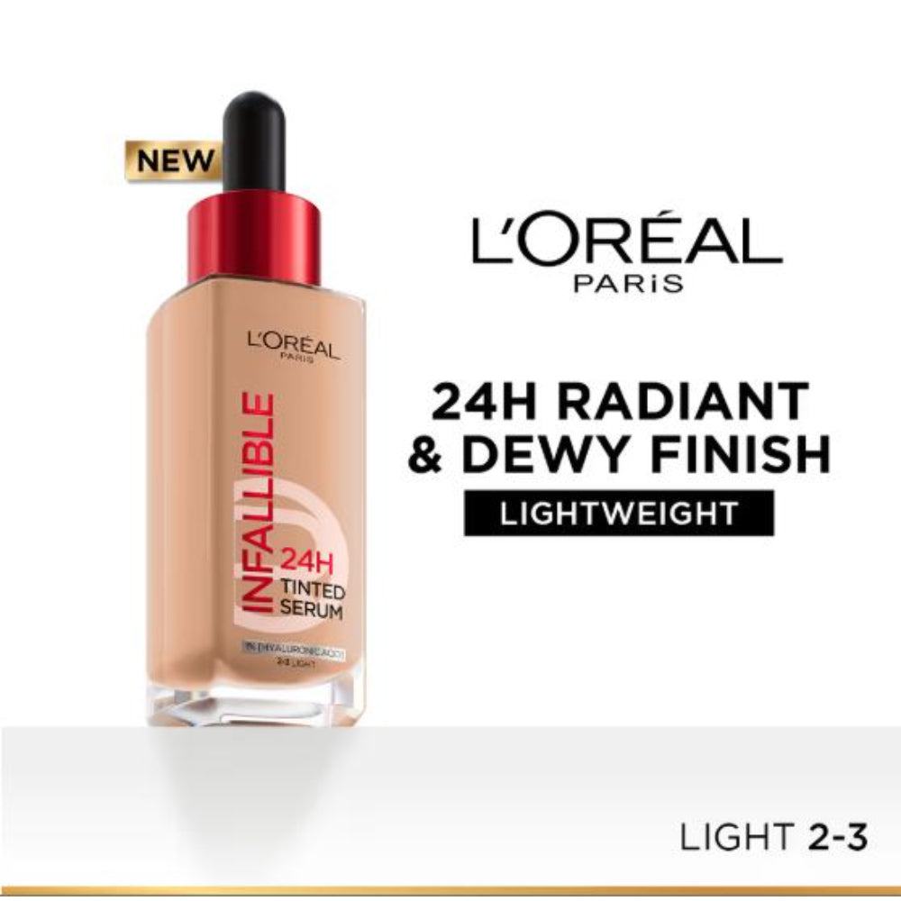 L’Oreal Paris Infallible 24H Tinted Serum Foundation, Lightweight, Dewy & Radiant (30 ml)