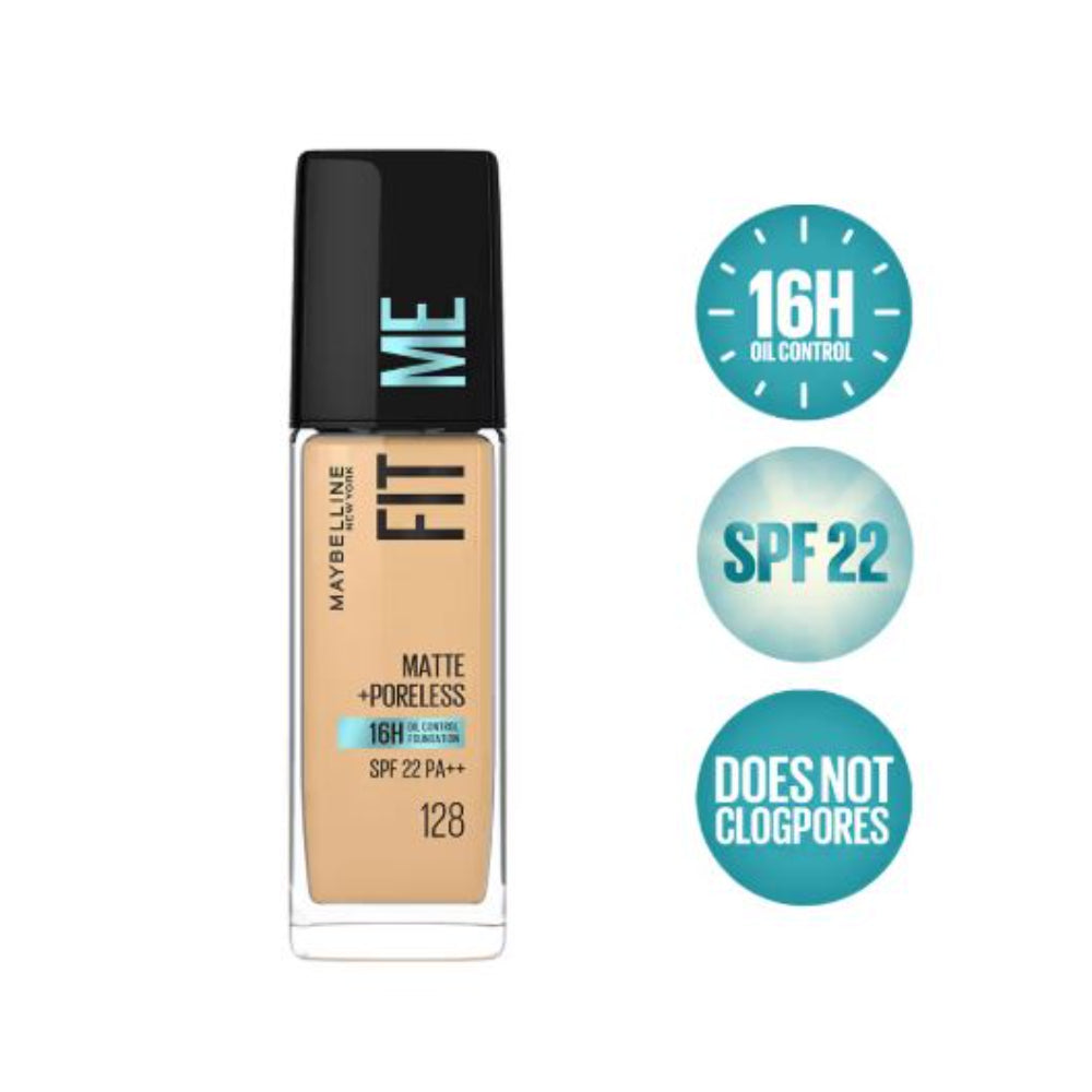 Maybelline New York Fit Me Matte+Poreless 16H Oil Control Foundation With SPF 22 PA++ (30ml)