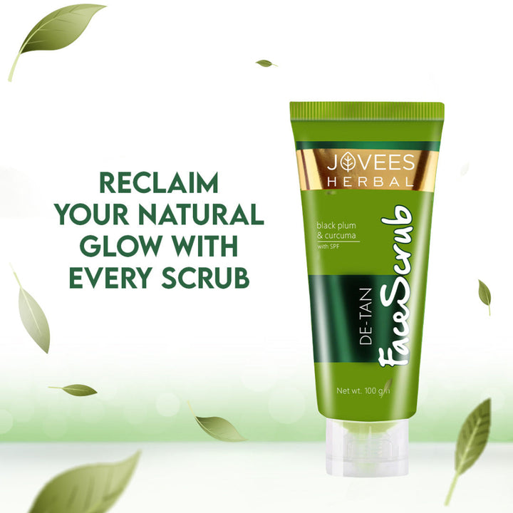 Jovees Detan Face Scrub With SPF | Black Plum, Walnut & Turmeric | All Skin Types