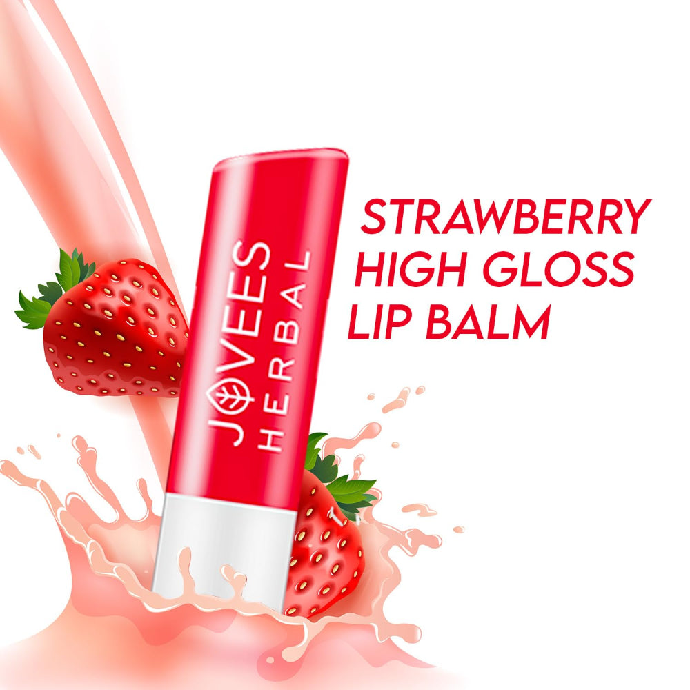 Jovees Strawberry High Gloss Lip Balm With Vitamin E For Soft Lips