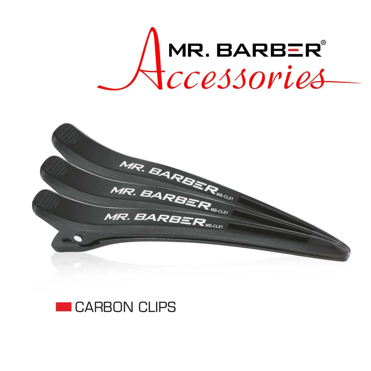 Mr. Barber Professional Carbon Clips - Black Pack of 6 Piece | Hair Clips for Hair Styling | Hairdressing Salon Hair Styling Clips