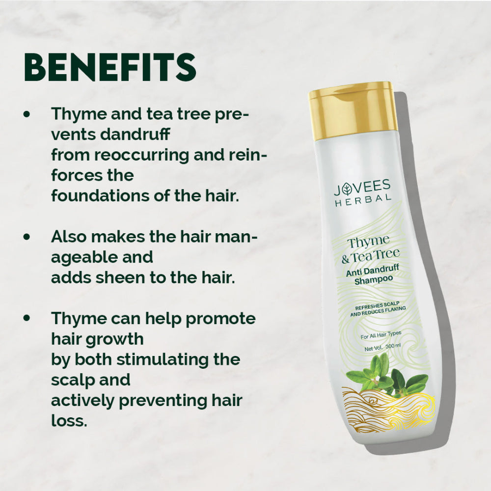 Jovees Thyme & Tea Tree Anti Dandruff Shampoo | All Hair Types