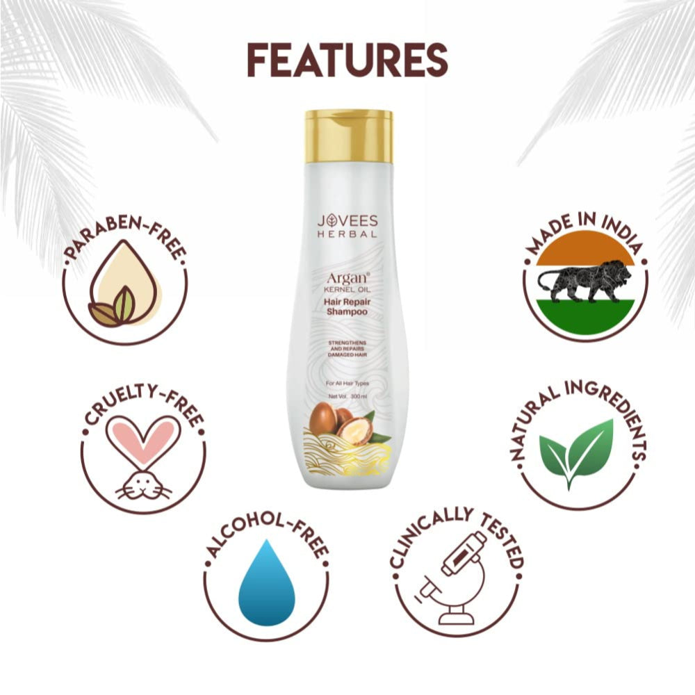 Jovees Argan Kernal Oil Hair Repair Shampoo | Strengthens | Repairs 300 ML