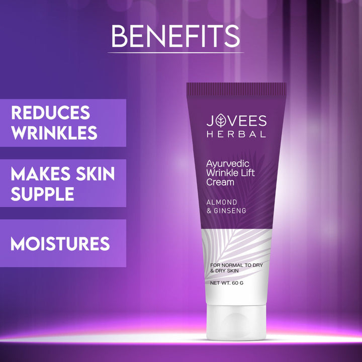 Jovees Ayurvedic Wrinkle Lift Face Cream With Almond & Ginseng | Anti-Wrinkle