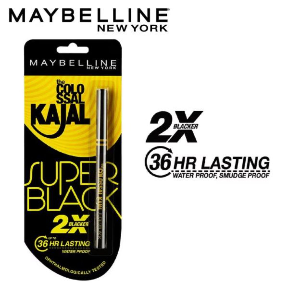 Maybelline New York Colossal Kajal Super Black, 2X Darker & 2X Colossal Kajal (0.35g)