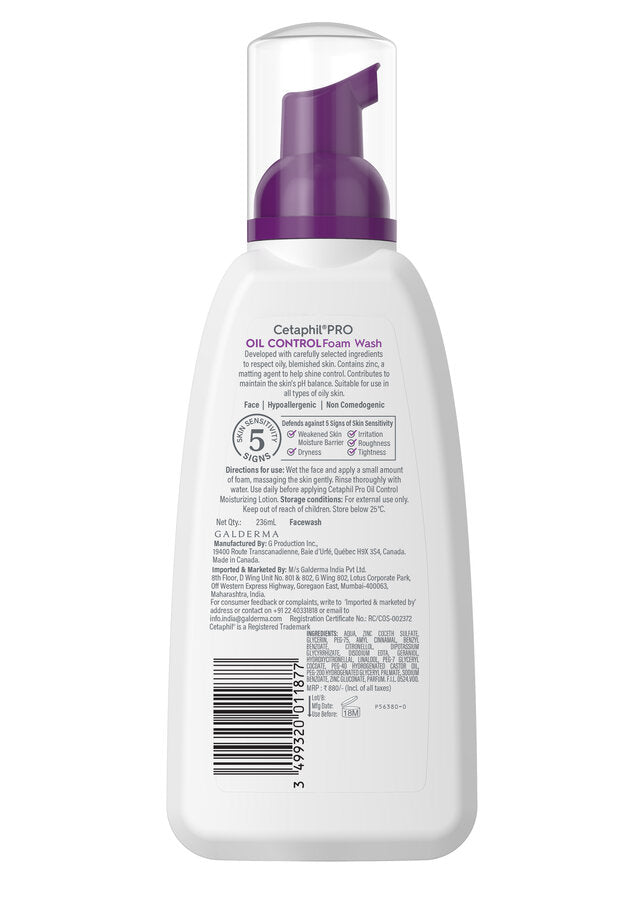 Cetaphil PRO Oil Control Foam Wash – Gentle Oil Control for Fresh, Clear Skin