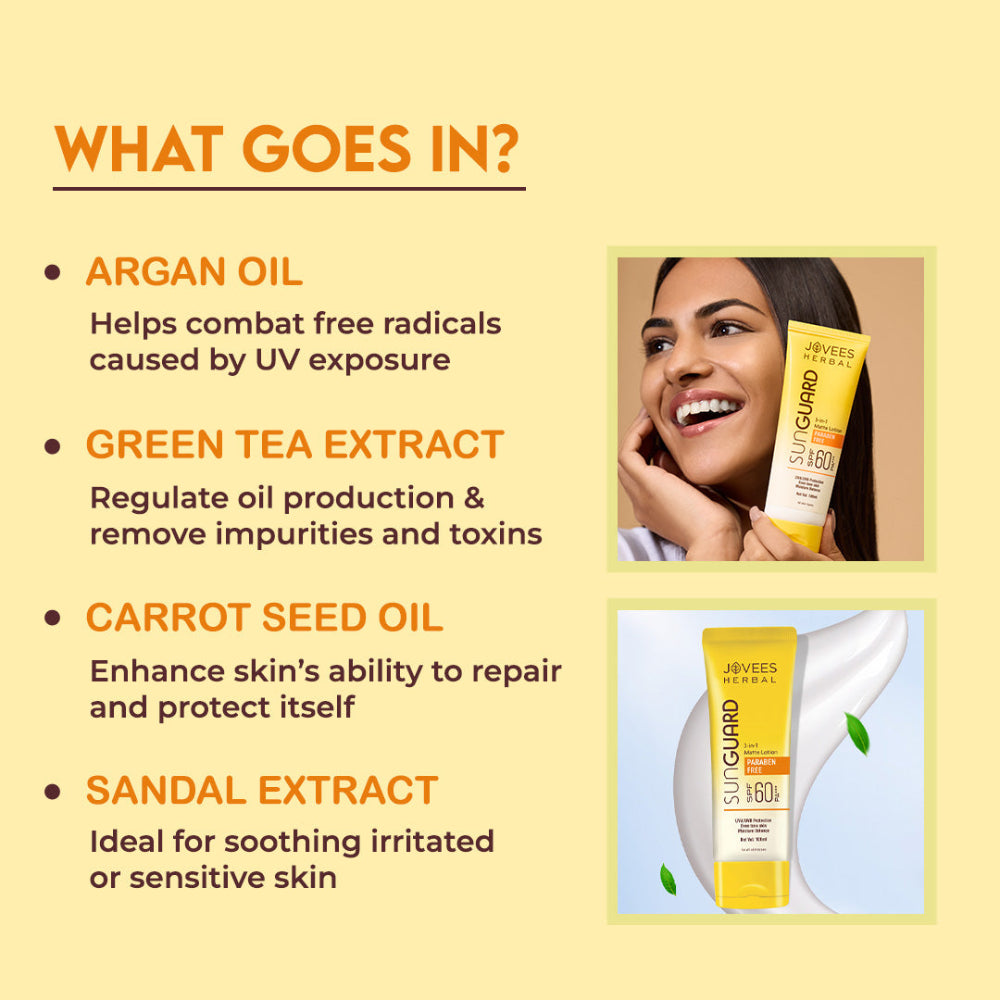 Jovees Sun Guard Lotion SPF 60 PA+++ Broad Spectrum | Matte Lotion