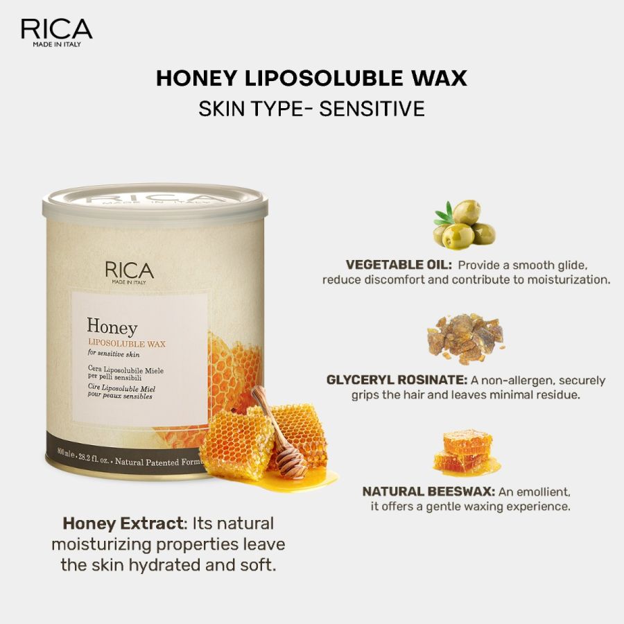 Rica Honey Liposoluble Wax – 800 ml | Nourishing Hair Removal Wax for Smooth, Soft, and Hydrated Skin