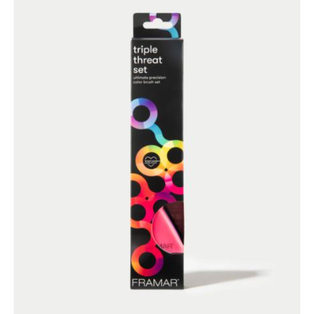 Framar - Triple Threat Set of 3 color brushes - black, pink, and purple