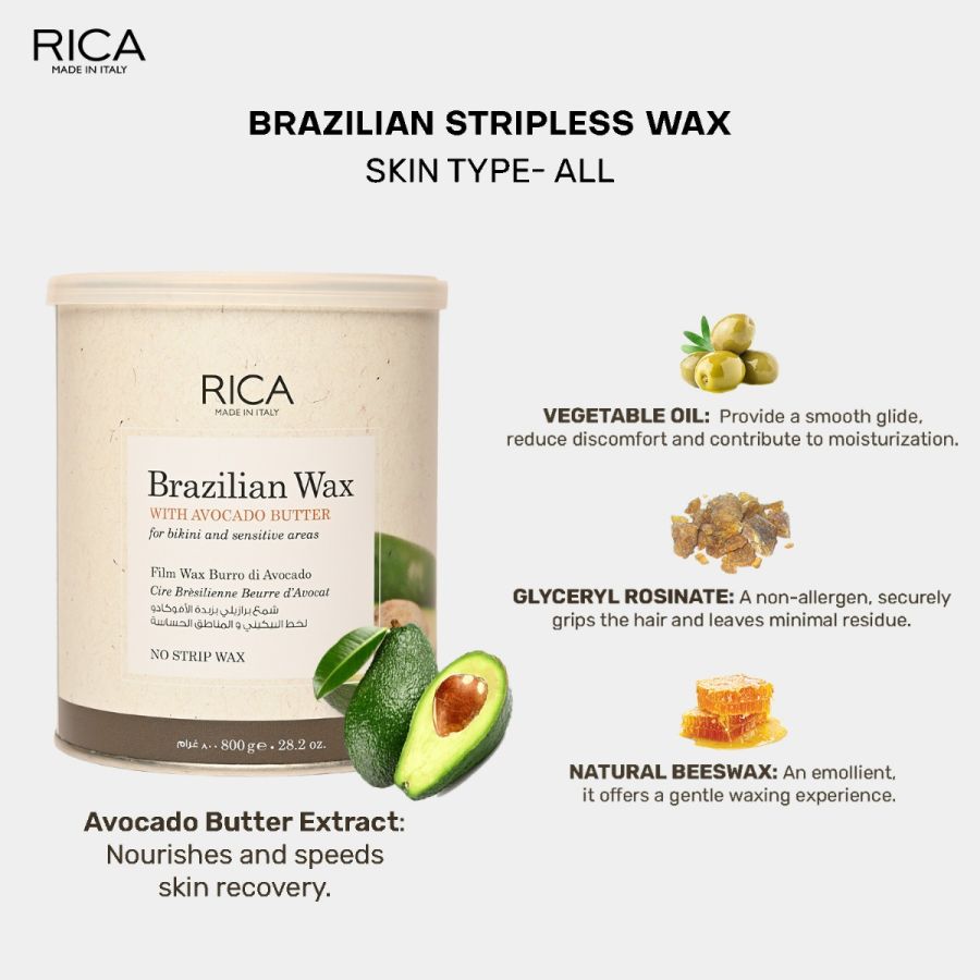 Rica Brazilian Stripless Painless Hair Removal Wax For Men & Women| Quick & Easy Tan Removal Waxing For Face, Armpit & Bikini Areas| 800 gm, Pack of 1