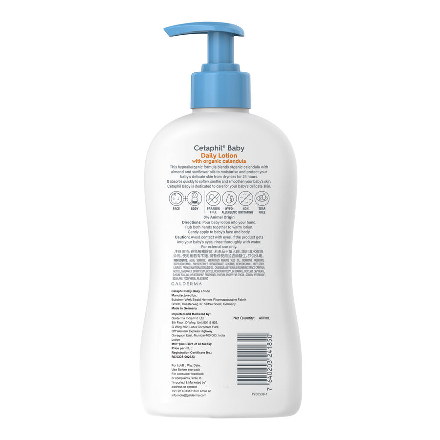 Cetaphil Baby Daily Lotion with Organic Calendula – 24-Hour Nourishing Care