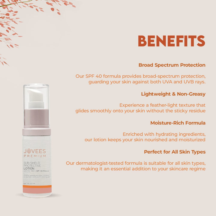 Jovees Premium Sun Shield Protective Lotion SPF 40 | PA+++ 50 ml