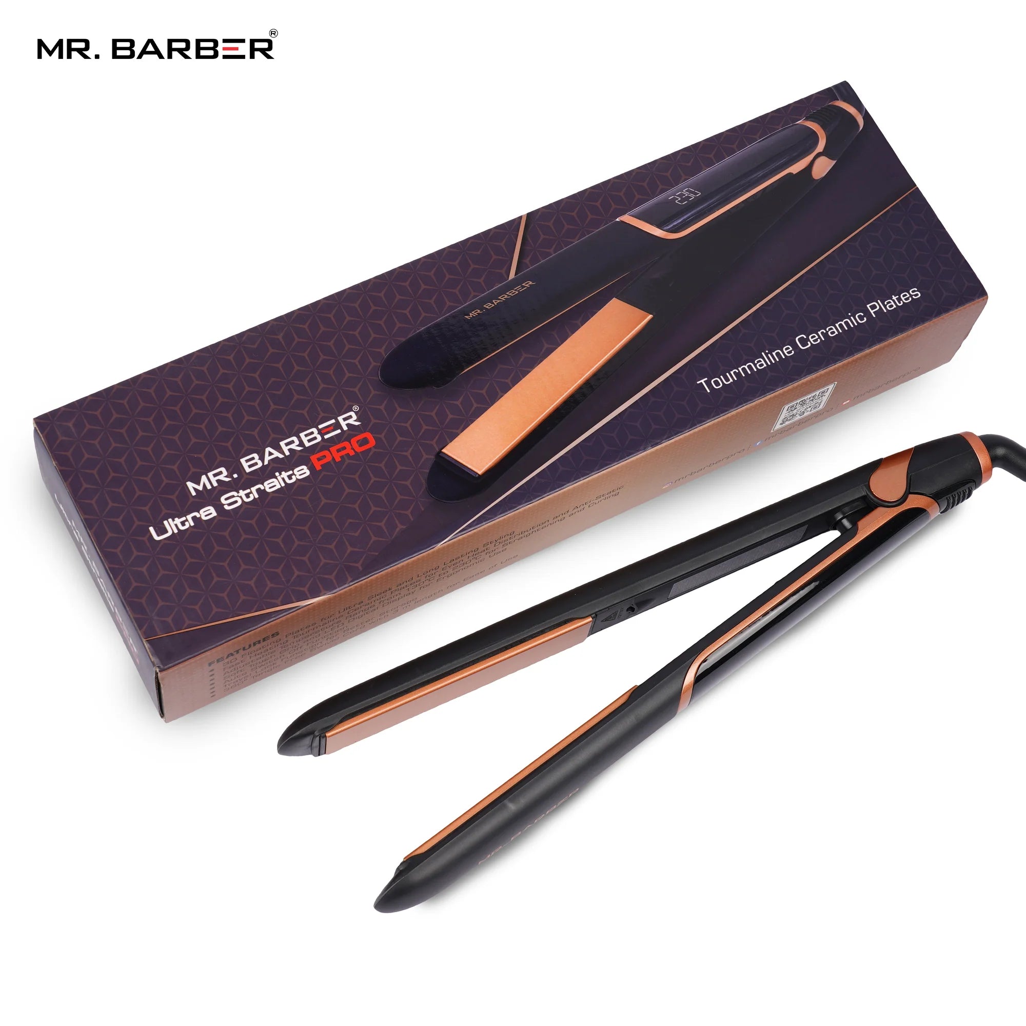 Mr. Barber Ultra Straits Pro Hair Straightener With Anti-Static Technology & Flat Ceramic Iron (Black)