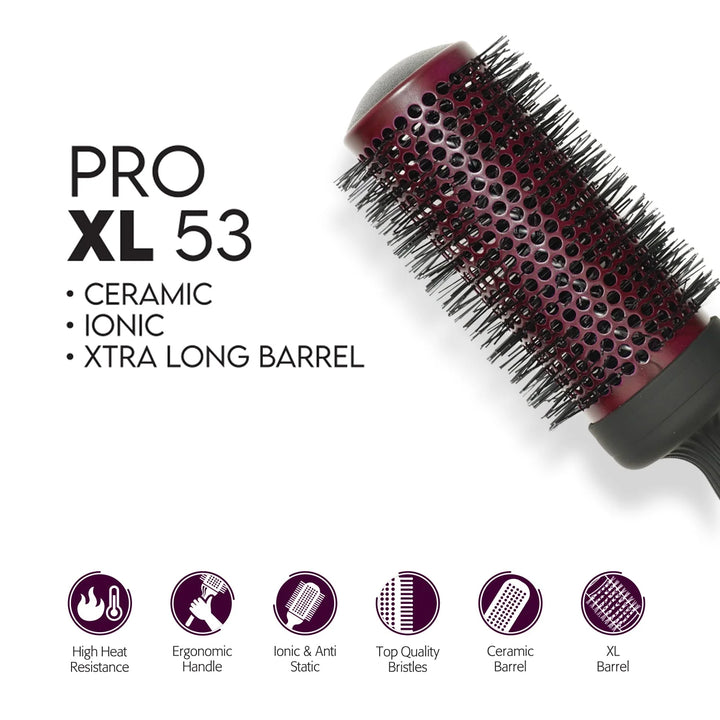 Mr. Barber Pro XL 53 mm Ceramic Thermal Ion Hair Brush Comb For Men & Women MB-XL53 | Frizz Control & Long Barrel Brush - 1