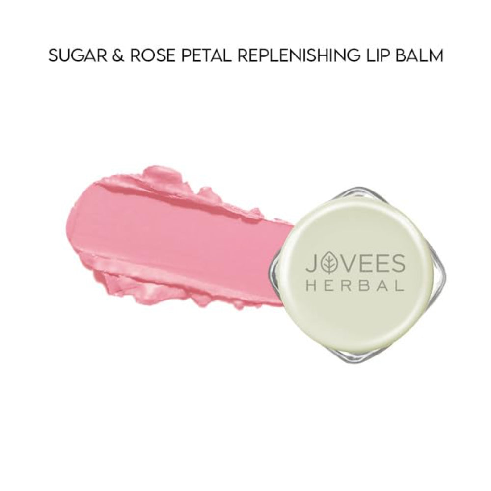 Jovees Sugar & Rose Petal Replenishing Lip Balm | Repairs Chapped Lips