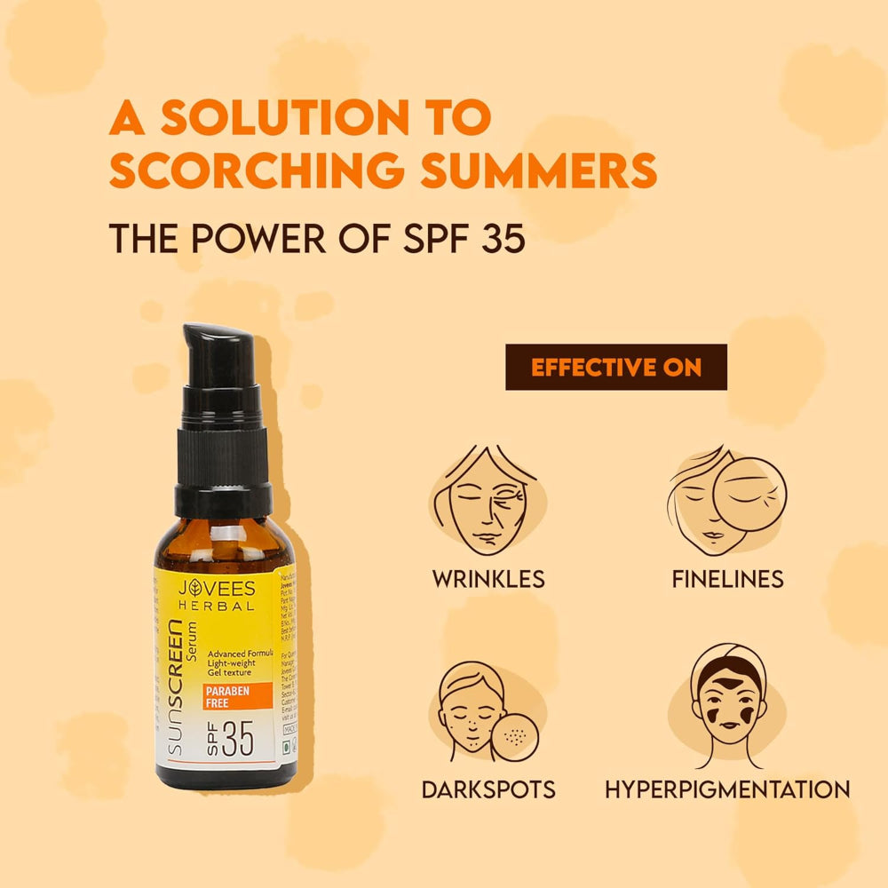 Jovees Sunscreen Face Serum SPF 35 | Aloe Vera & Carrot Extract 30 ml