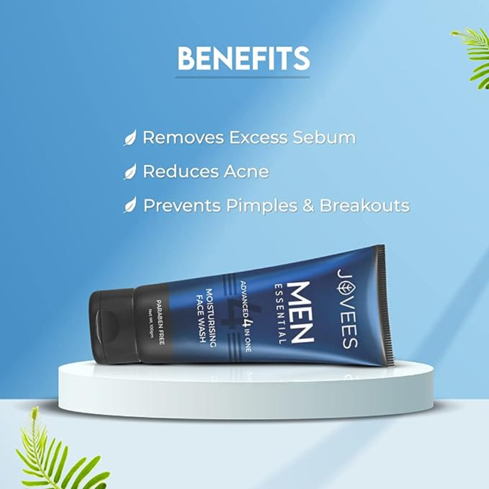 Jovees Men's Essential Advanced 4 in 1 Moisturizing Face Wash 100 ML