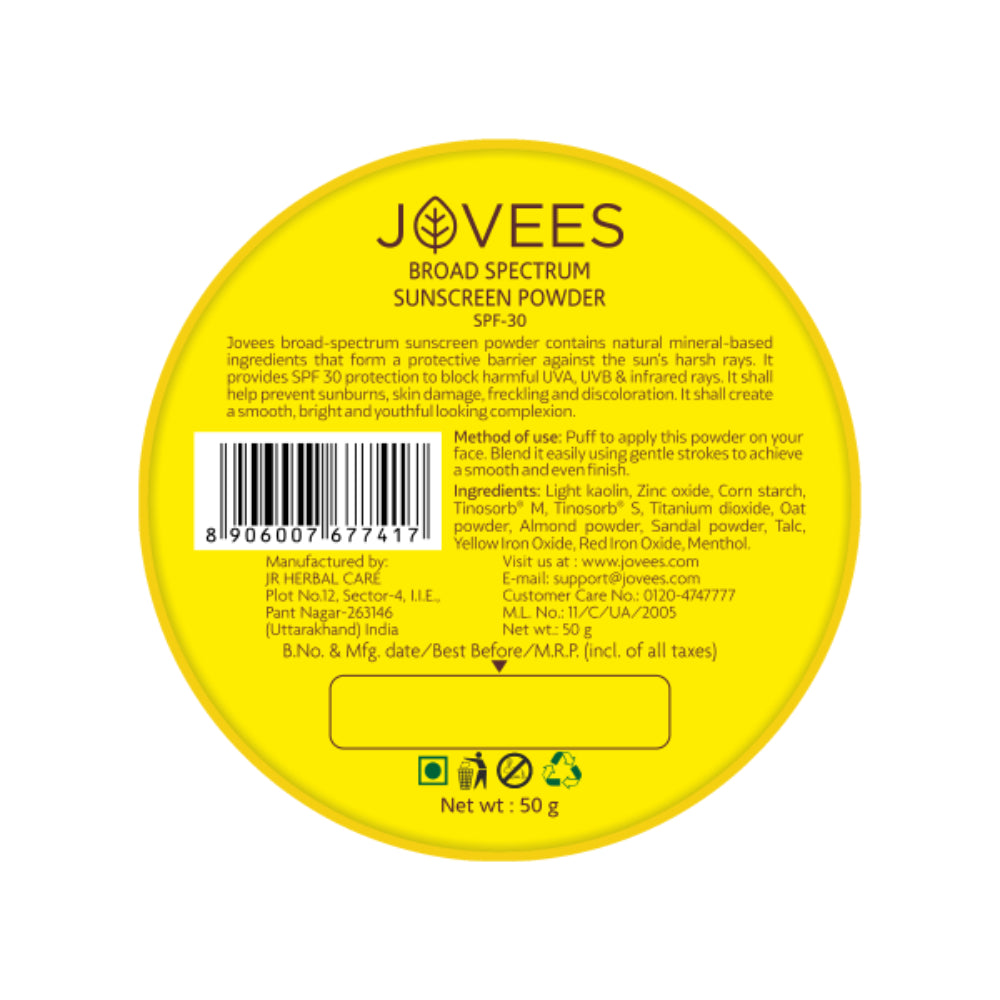 Jovees Broad Spectrum Sunscreen Powder | SPF 30 | Prevents Skin Damage 50 g