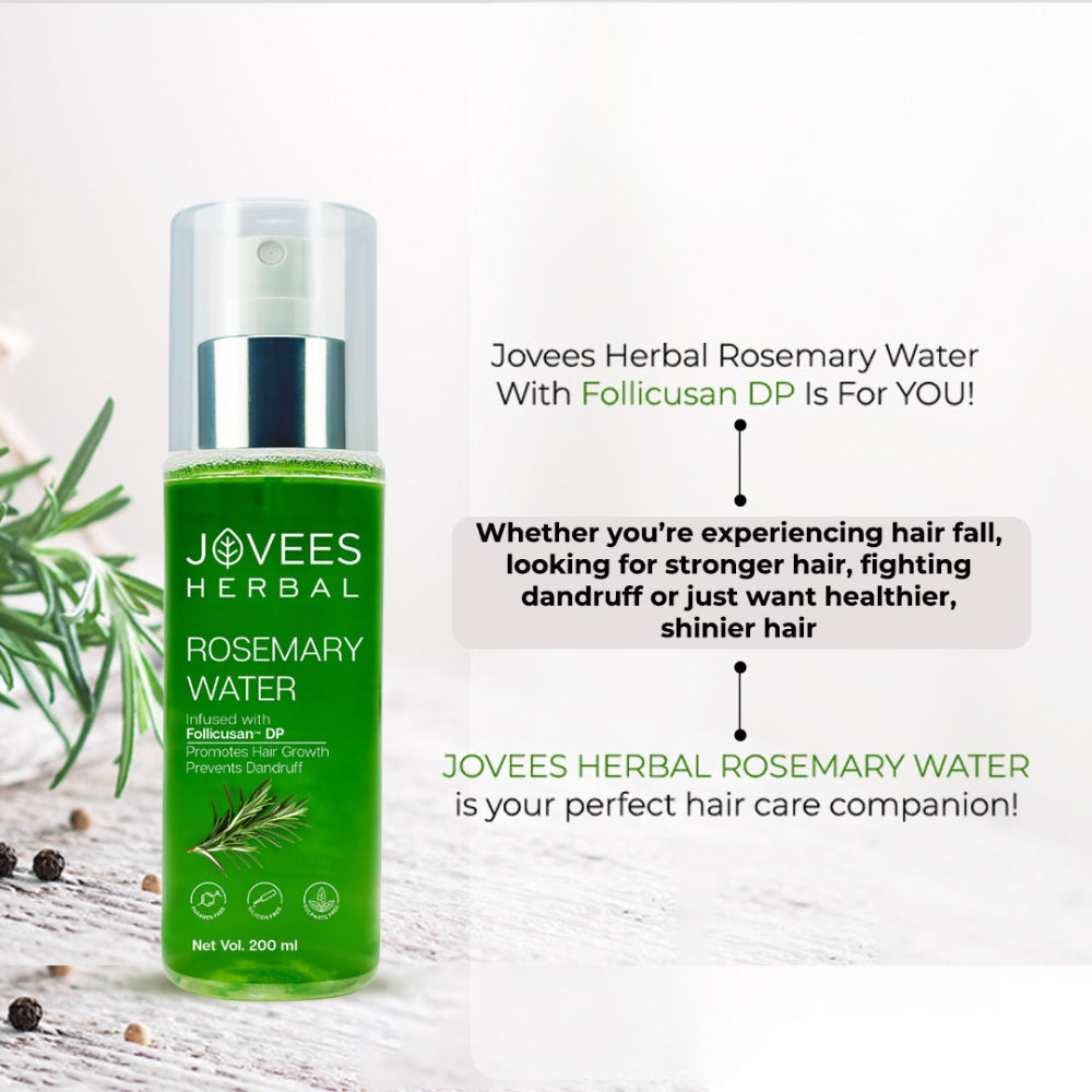 Jovees Rosemary Water Hair Growth Spray | Controls Hair Fall | Increases Hair Density | Fights Dandruff | Lightweight & Non-Greasy | For Men & Women
