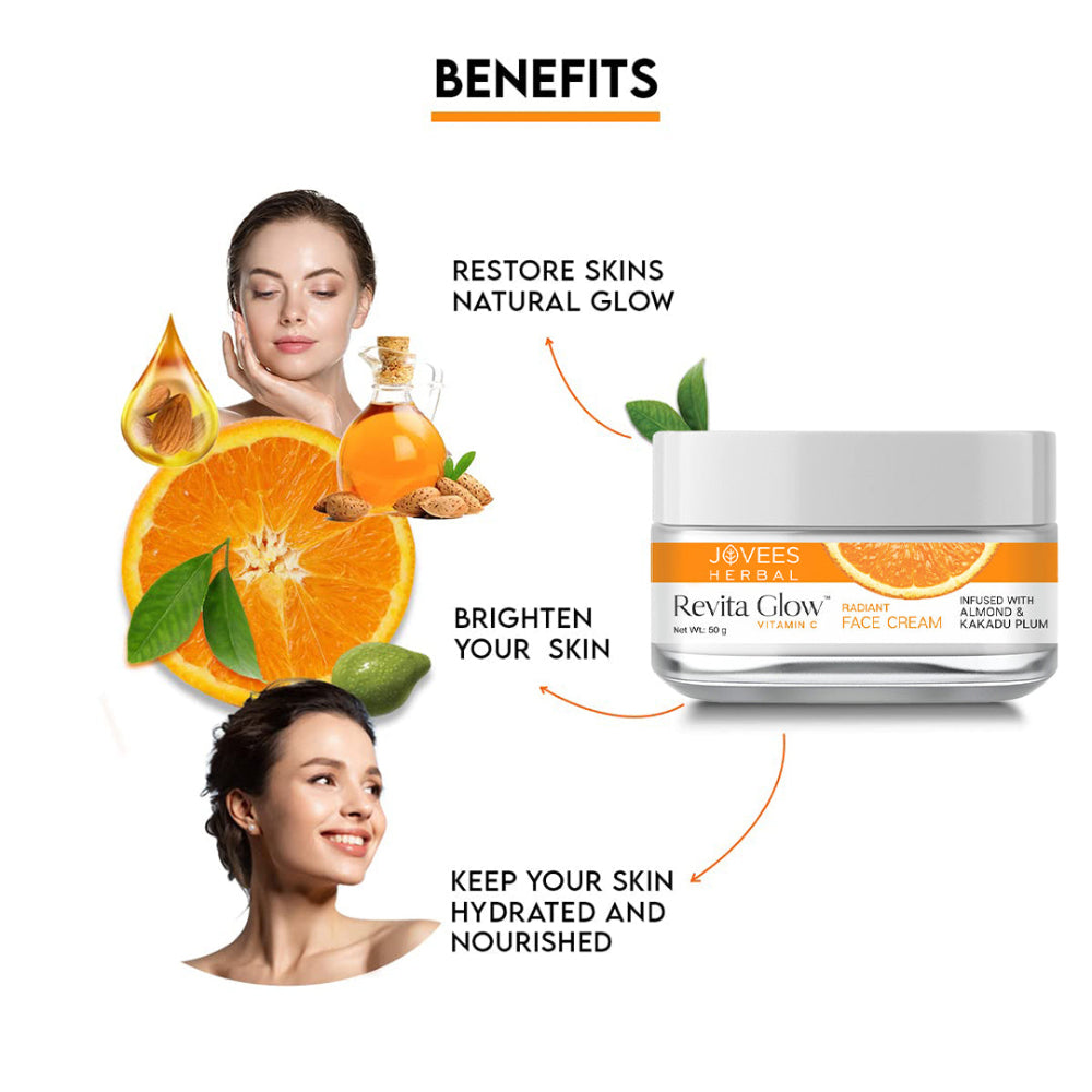Jovees Revita Glow Vitamin C Cream Infused With Almond & Kakadu Plum