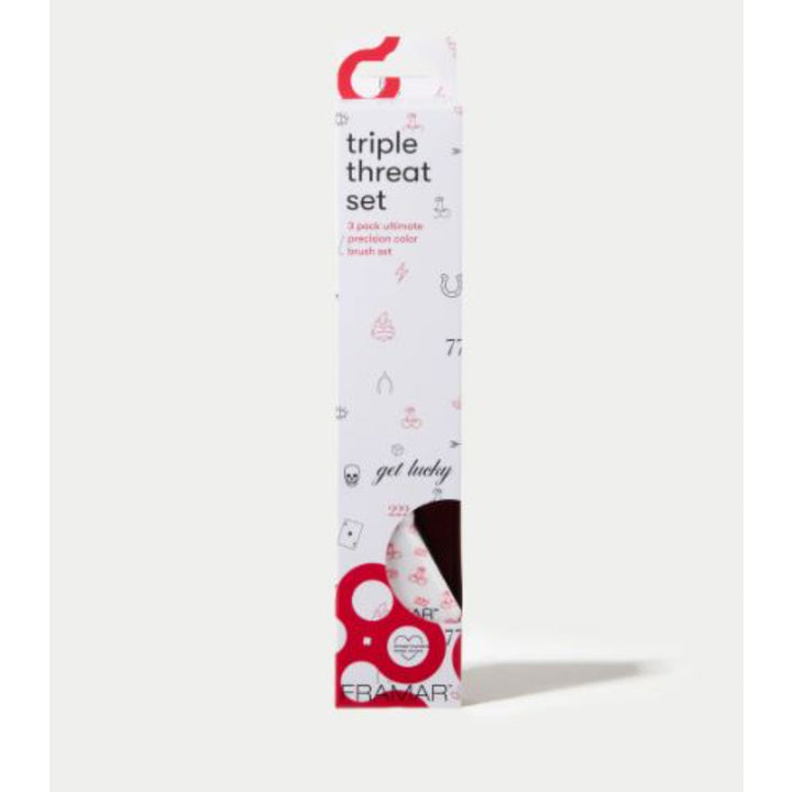 Framar - Get Lucky - Triple Threat Set of 3 color brushes - black, red & white tattoo patterns