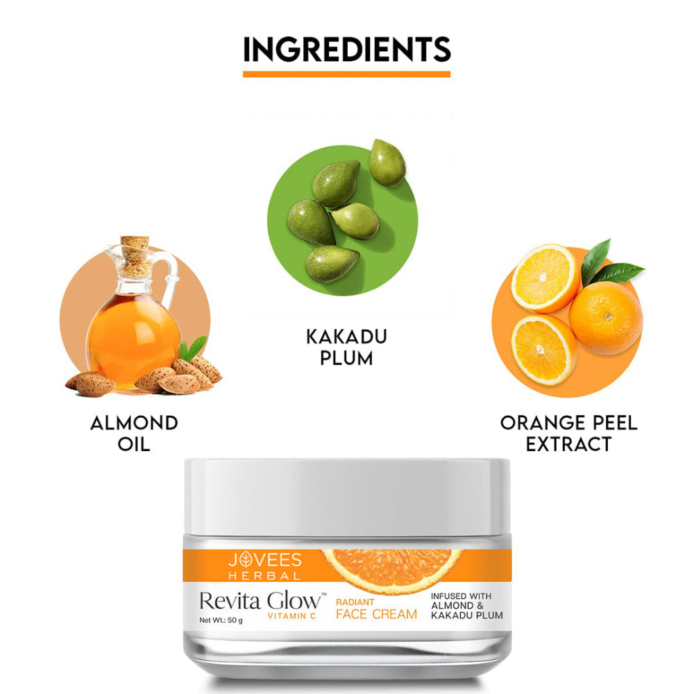 Jovees Revita Glow Vitamin C Cream Infused With Almond & Kakadu Plum