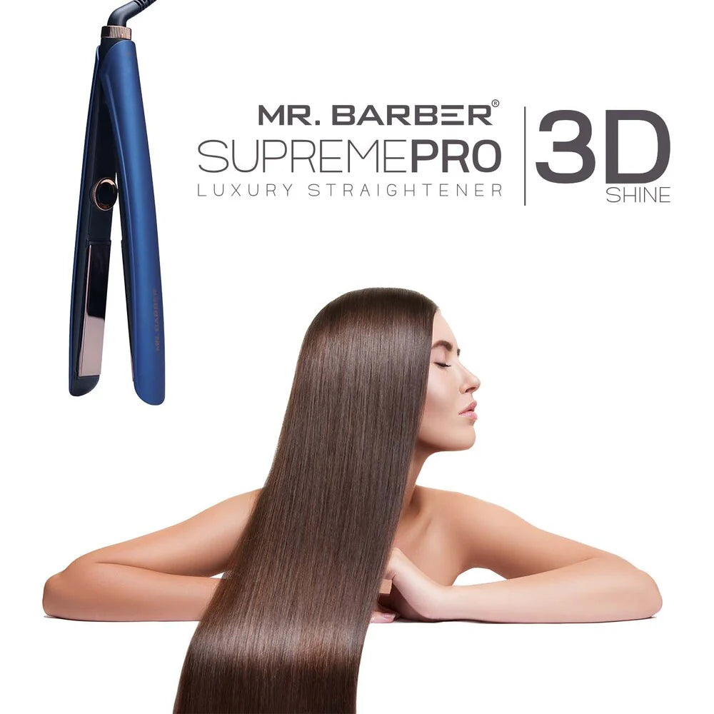 Mr. Barber MB-SRP Supreme Pro Hair Straightener, Styler With 3D Smooth Shine, Temperature Setting, Professional Flat Ion (Blue)
