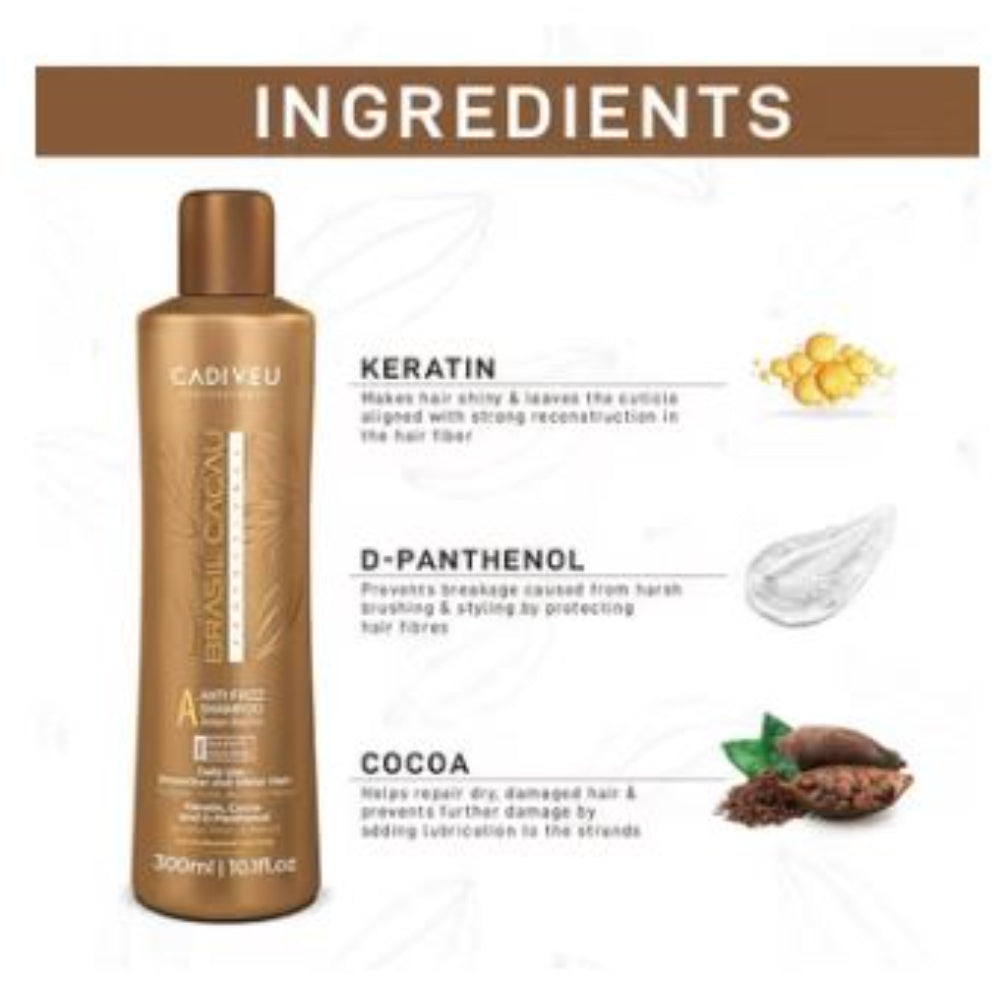 Cadiveu - Brasil Cacau Anti Frizz Shampoo For Dry & Frizzy Hair (300ml)