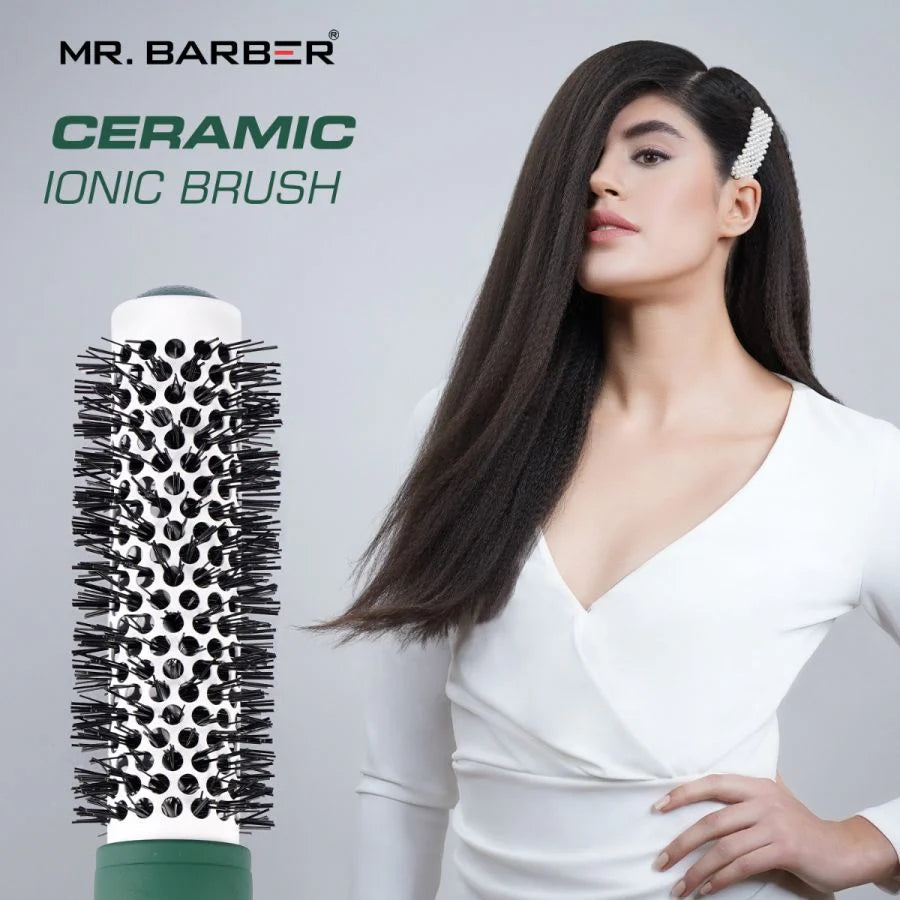 Mr. Barber Green Ceramic Ion Thermal Brush 25mm | Professional Hair Styling Brush - 1 Piece