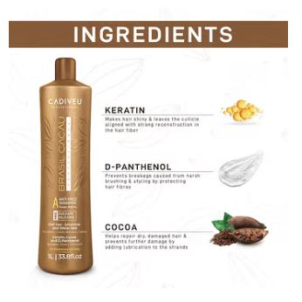 Cadiveu - Brasil Cacau Anti Frizz Shampoo For Dry & Frizzy Hair (1000ml)